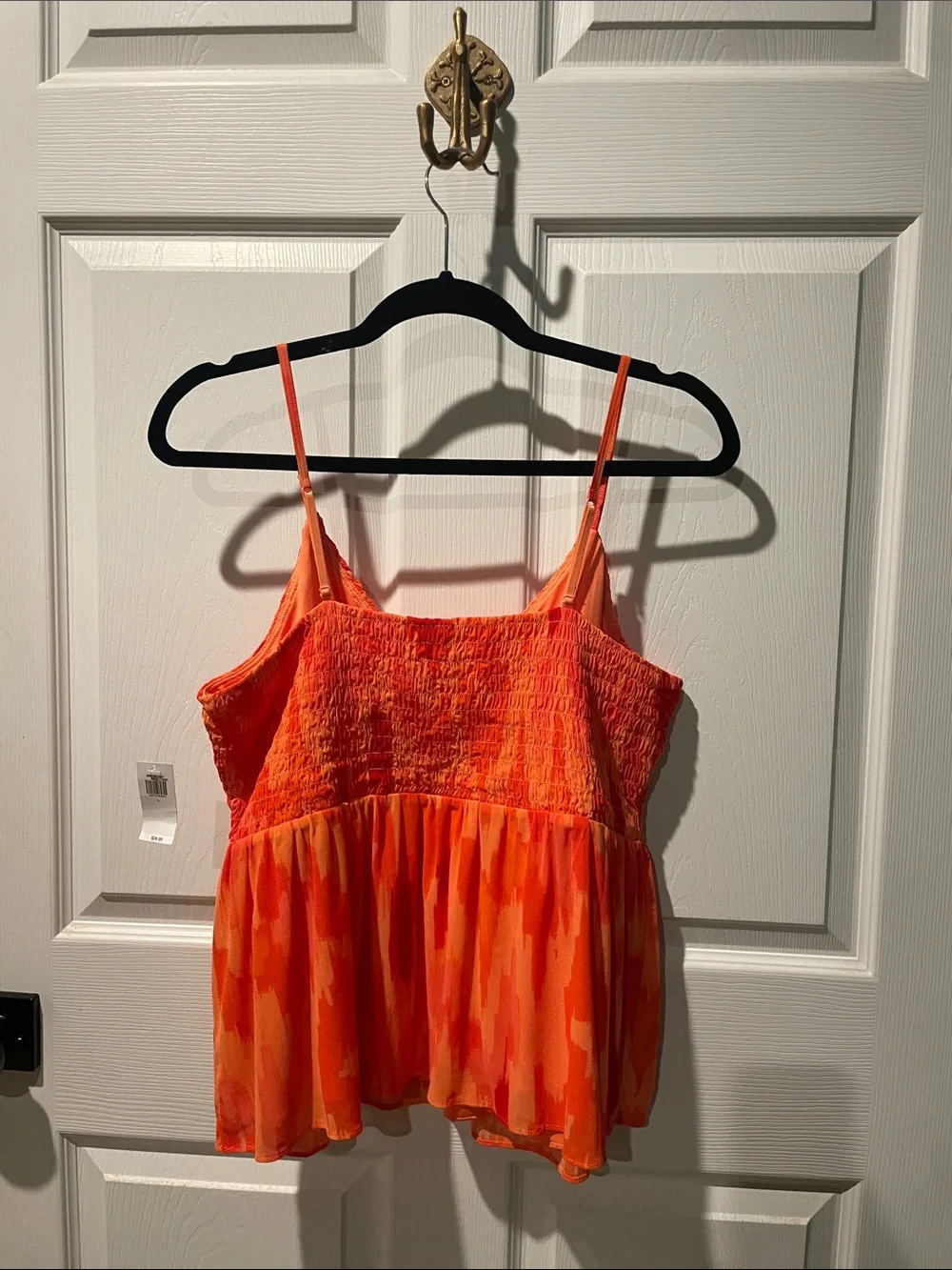 Old Navy Bright Orange Smocked Peplum Cami